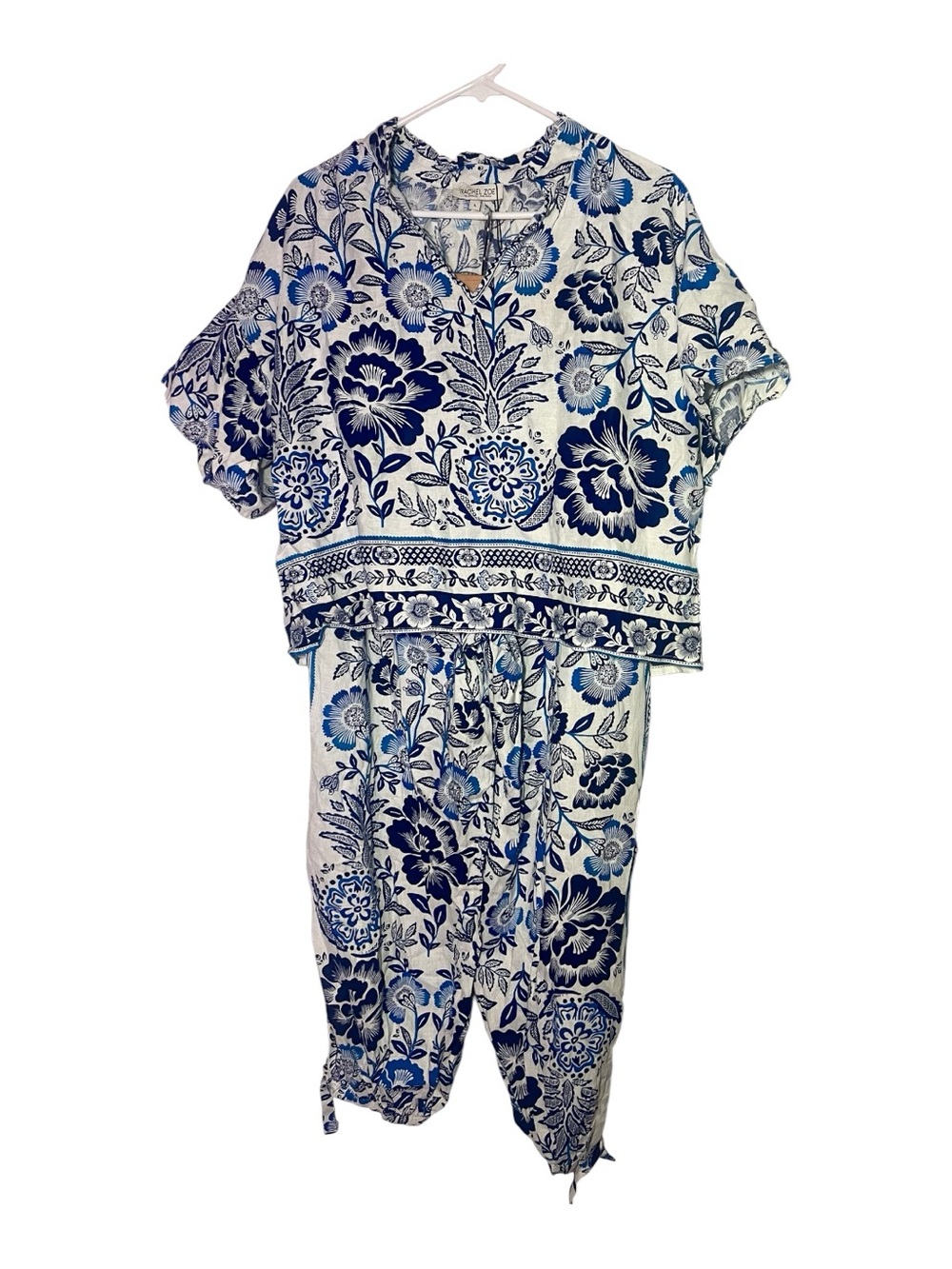 Rachel Zoe Blue & White Floral Jumpsuit